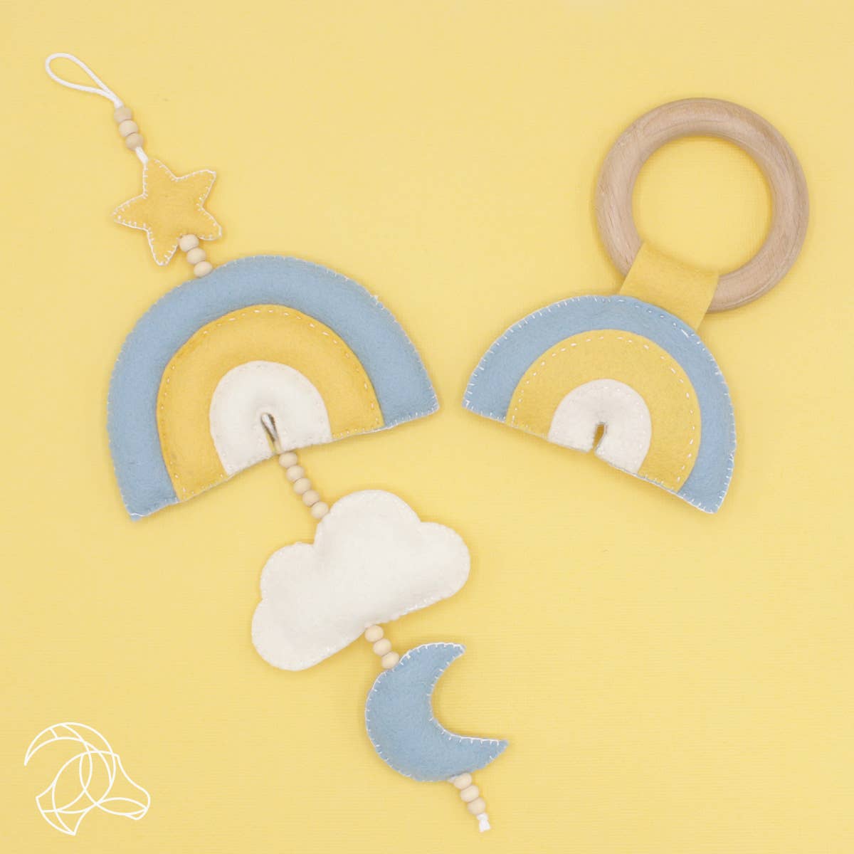Kit de feutre DIY - Décoration murale arc-en-ciel - Bleu