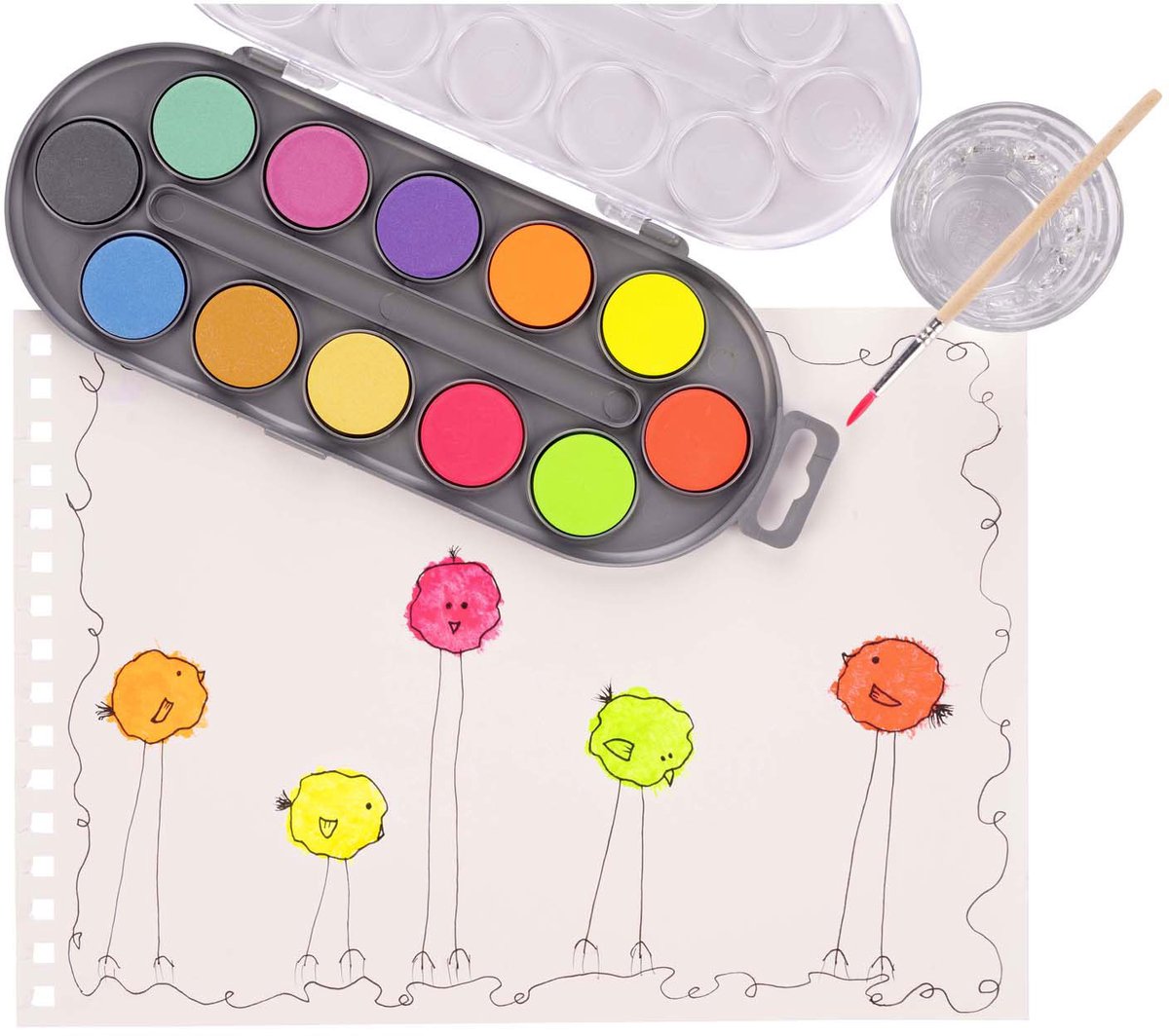 Waterverf Set - Metallic & Neon - 12 Stuks