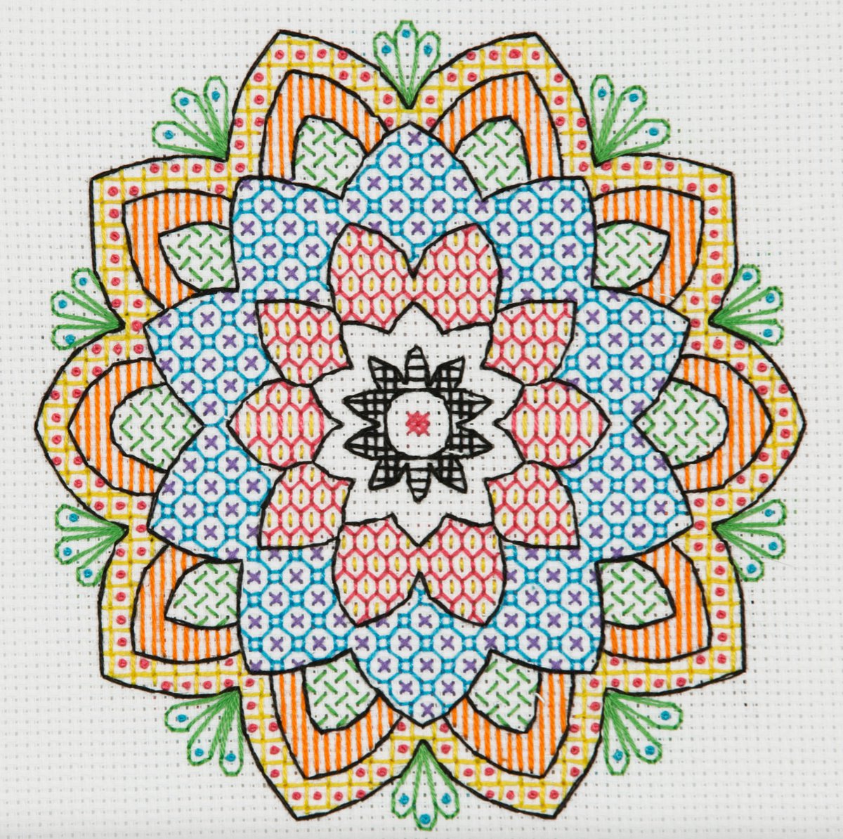 Borduurpakket Blackwork - Mandala ABW0010