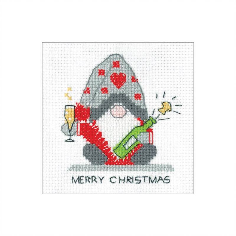 Wenskaart Borduurpakket - Kerst - Gonk Christmas Fizz