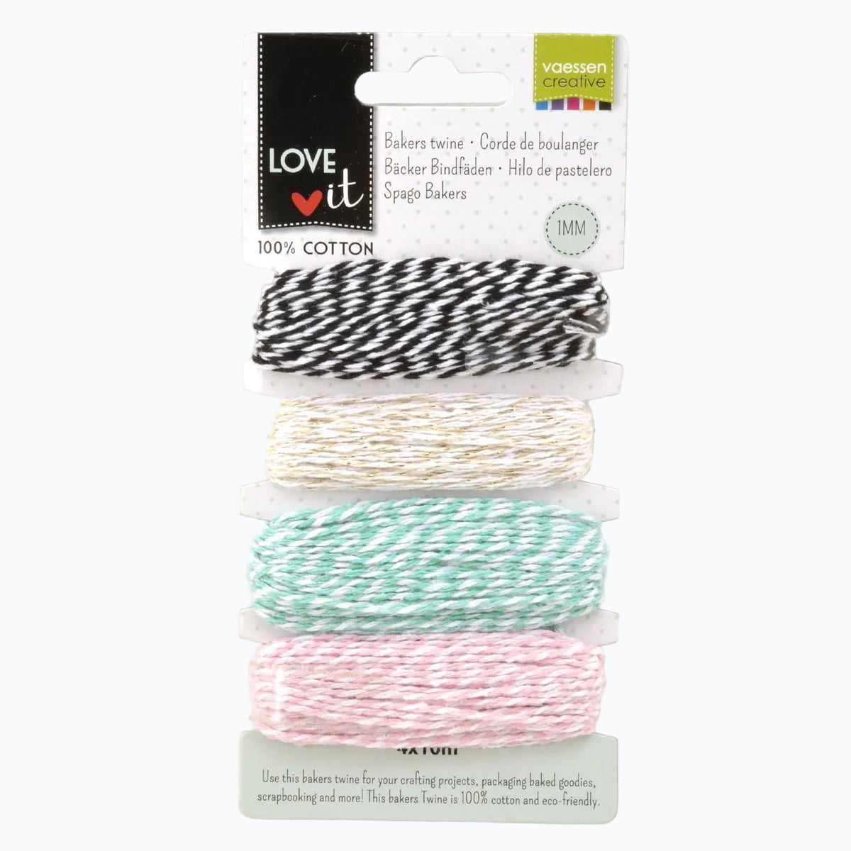 Baker's twine - black/ecru/mint/pink - 4x10m