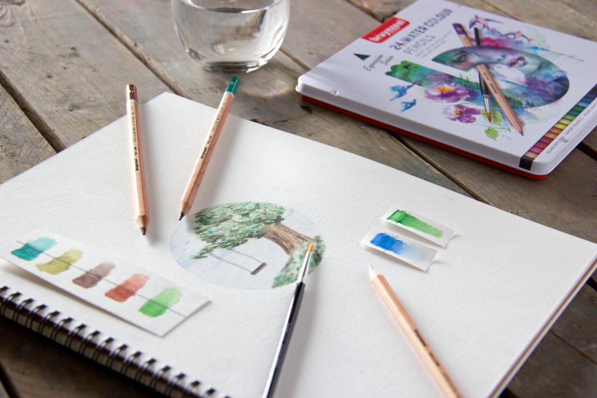 Kleurpotloden Set in Blik - Expression Water Colour Pencils - 12 Kleuren