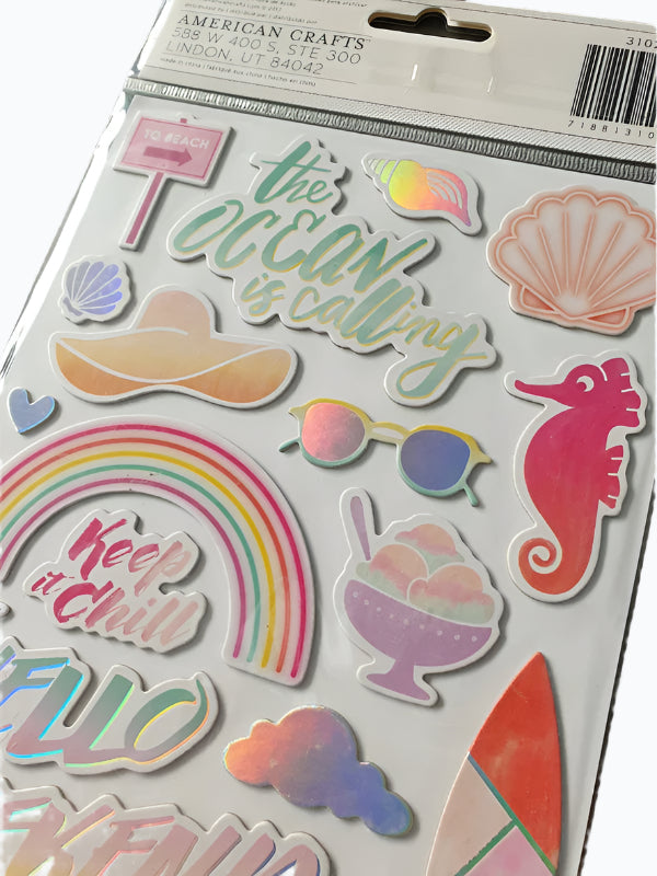 3D Stickers - Summer Lights Thickers Holographic Foil Icon Stickers 310269