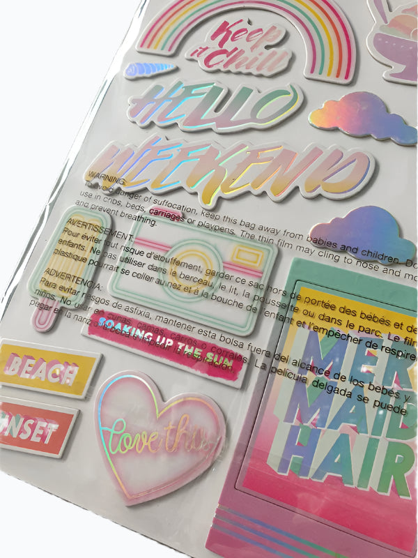 3D Stickers - Summer Lights Thickers Holographic Foil Icon Stickers 310269