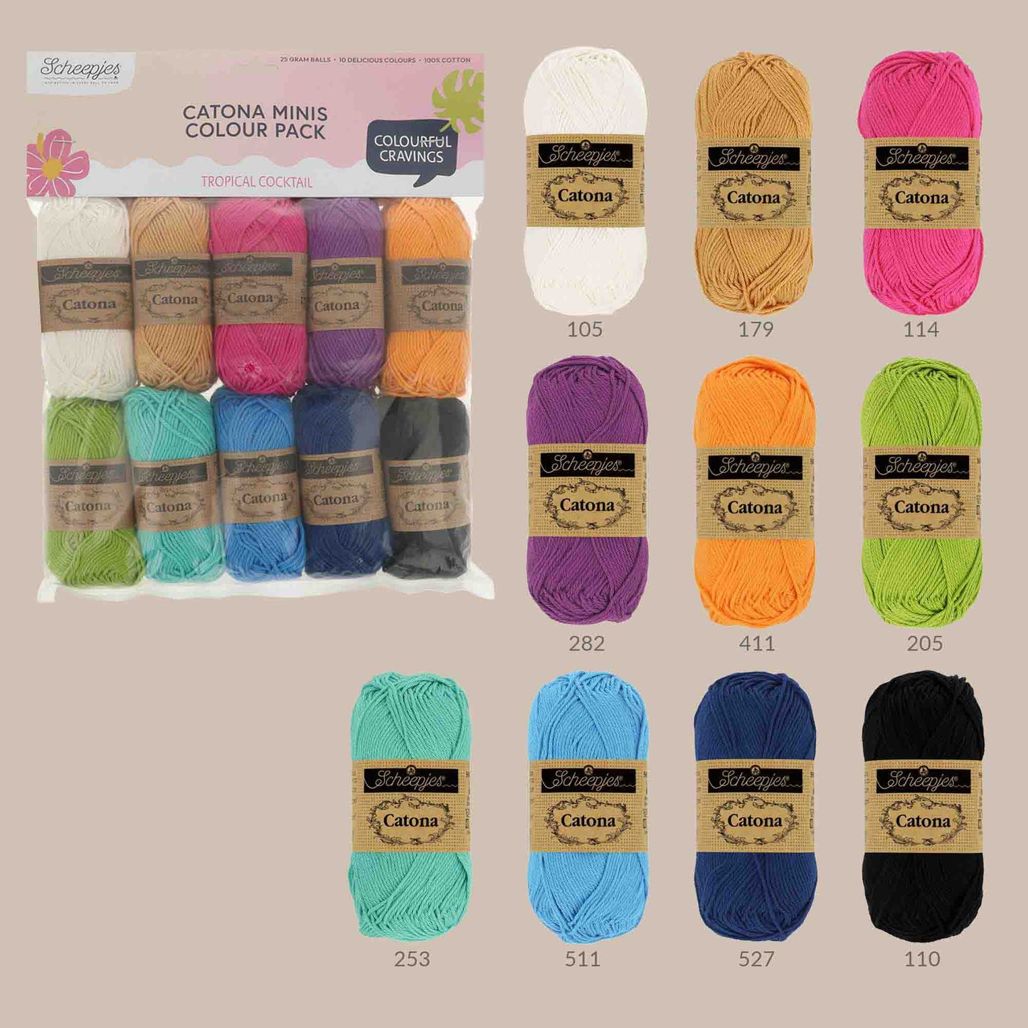 Scheepjes Catona Colour Pack 10x25g - Tropical Cocktail 24950