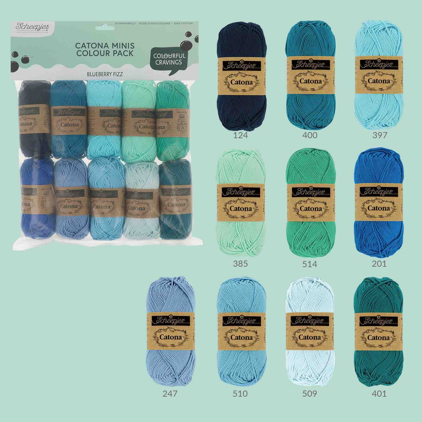 Scheepjes Catona Colour Pack 10x25g - BlueBerry Fizz 24953