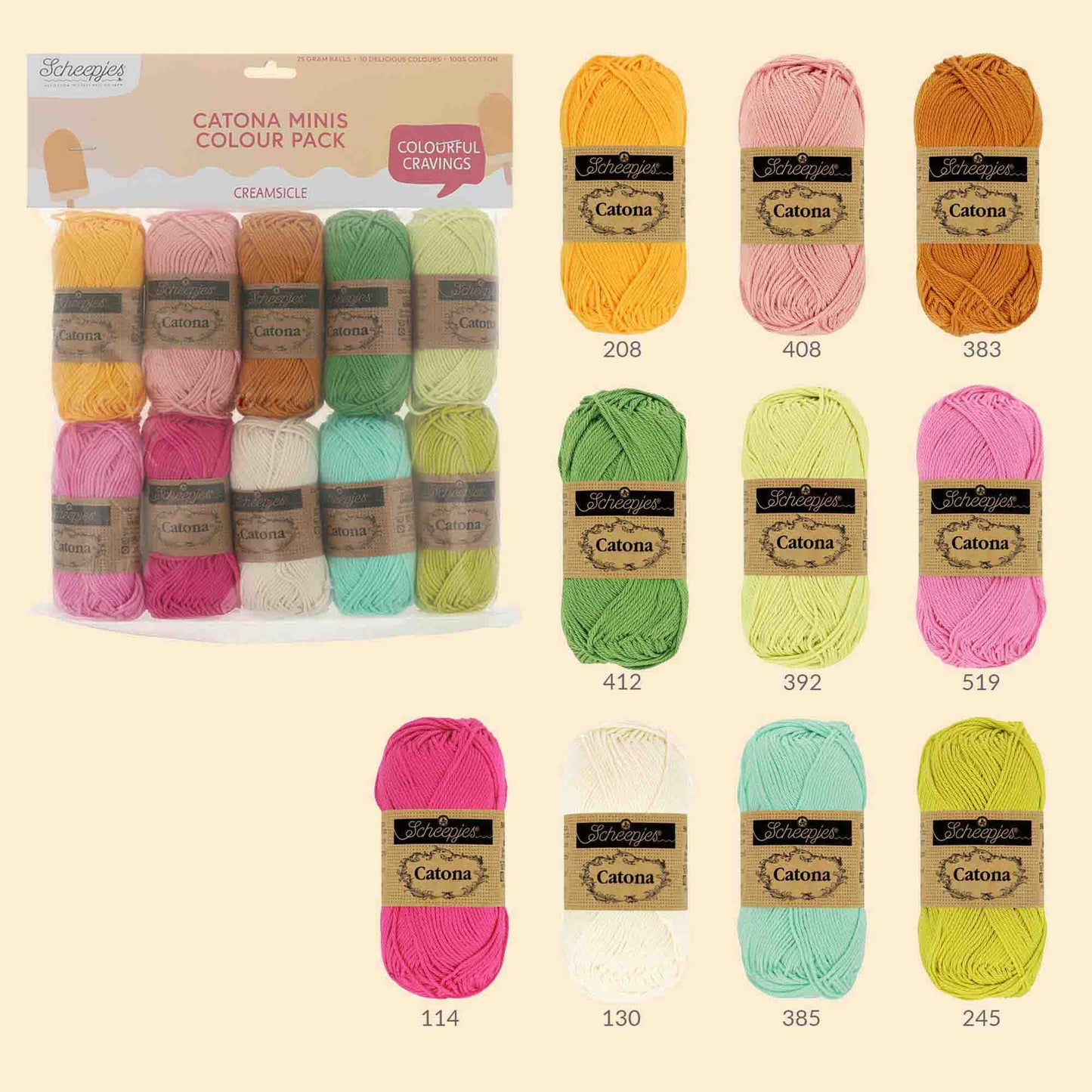 Scheepjes Catona Colour Pack 10x25g - Creamsickle 24954