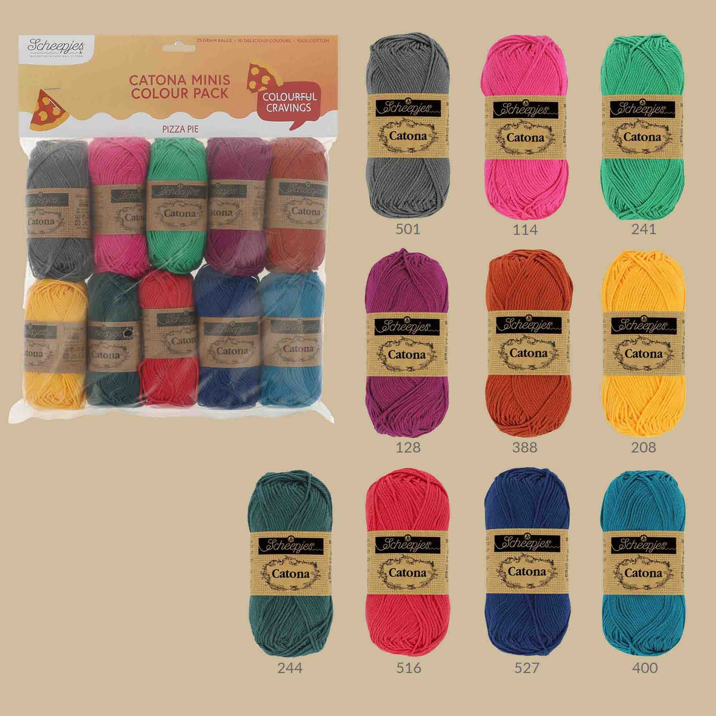 Scheepjes Catona Colour Pack 10x25g - Pizza Pie 24956
