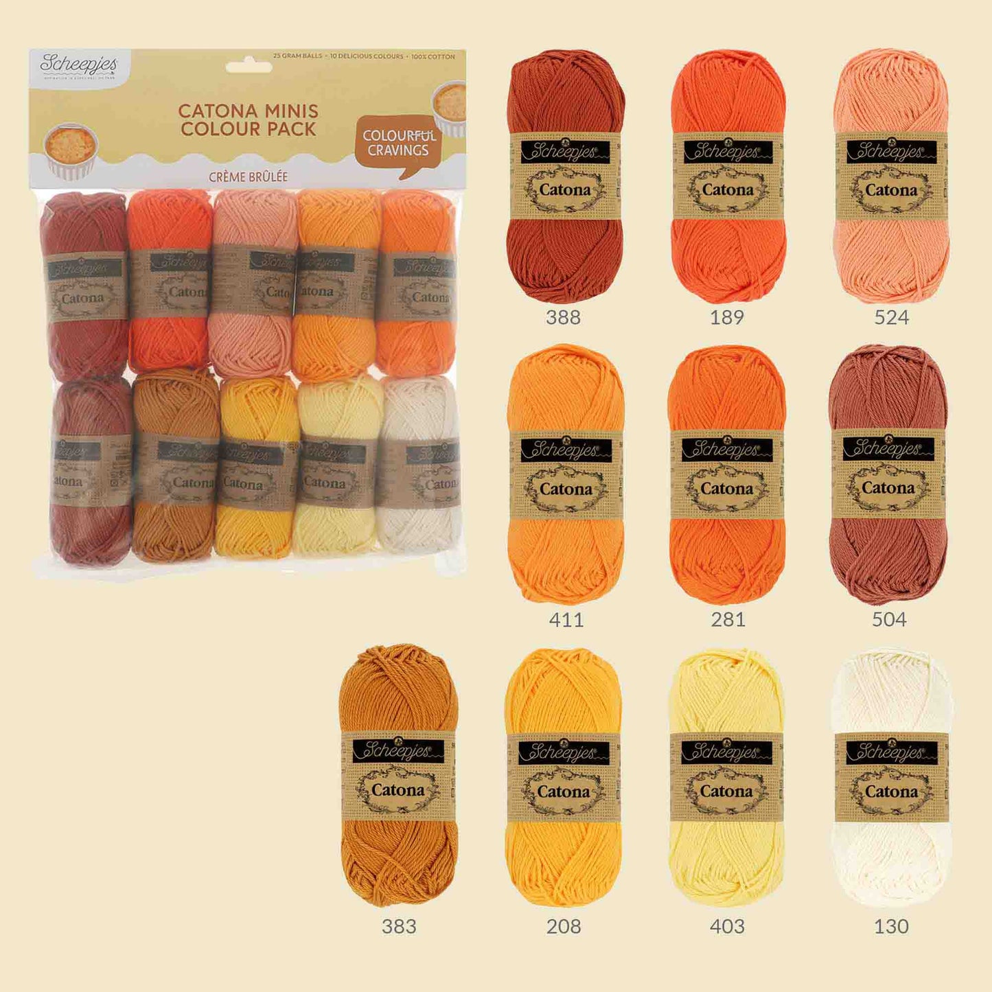 Scheepjes Catona Colour Pack 10x25g - Crème Brûlée 24958