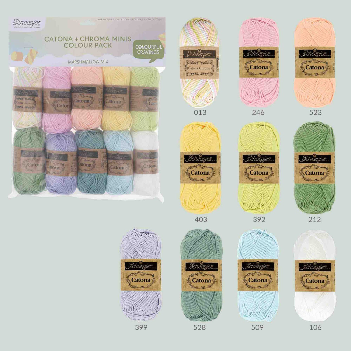 Scheepjes Catona & Chroma Colour Pack 10x25g - Marshmallow Mix 24962