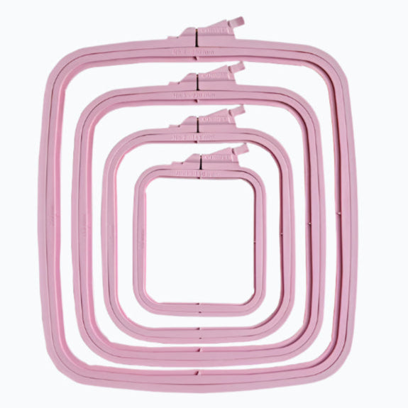 Rechthoekige Kunststof Borduurring - Roze - Verschillende maten