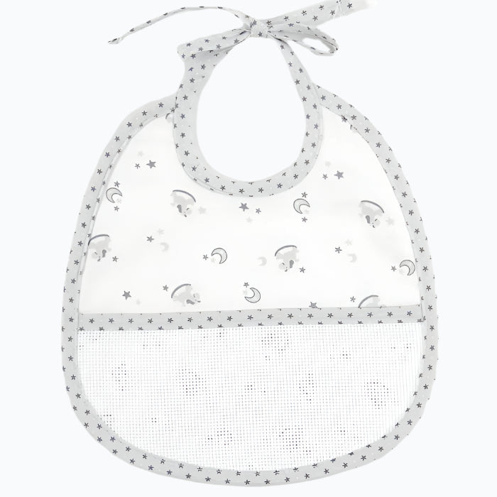 Bib with embroidery stripe - Gray
