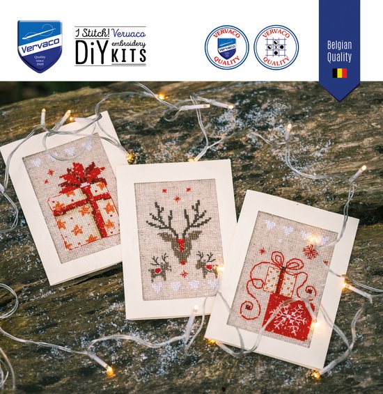 Greeting Card Embroidery Kit - Christmas Figures - Set of 3