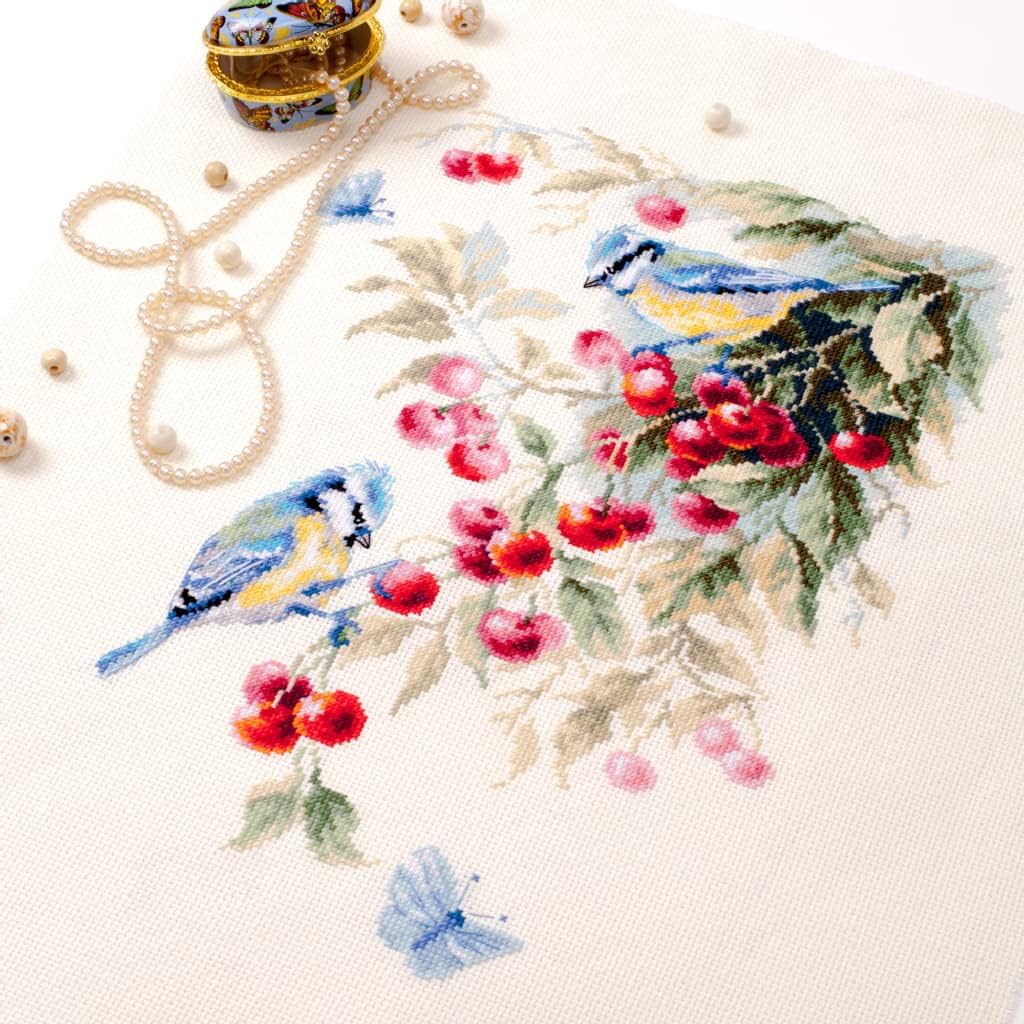 Embroidery Kit - Blue Tits And Cherry 130-021