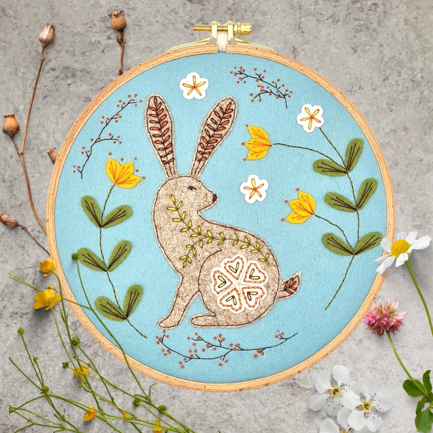 Embroidery Kit with Felt Applique - Wild Hare