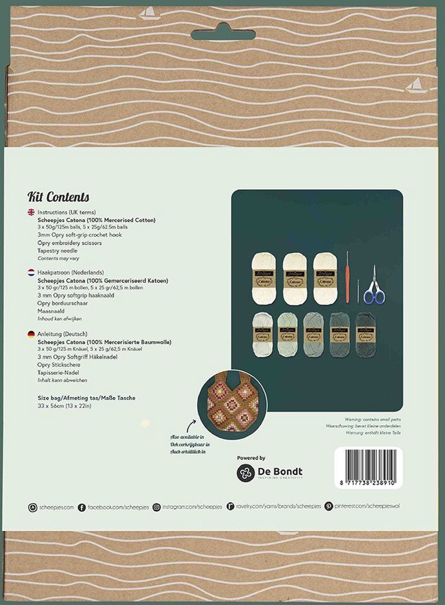 Scheepjes Beginner Crochet Kit - Granny Square Bag Blue