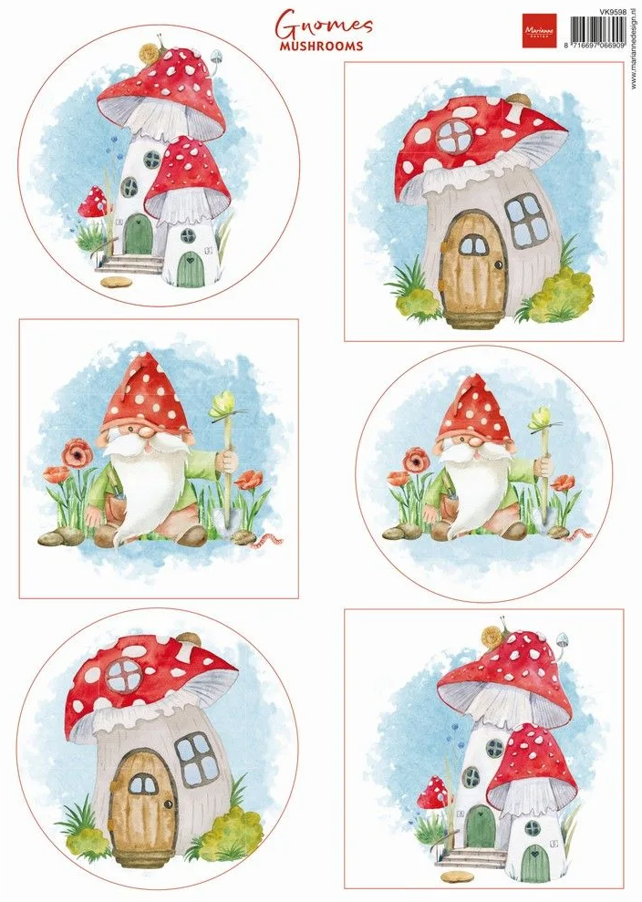 3D Cutting Sheet - Gnomes Mushrooms VK9598