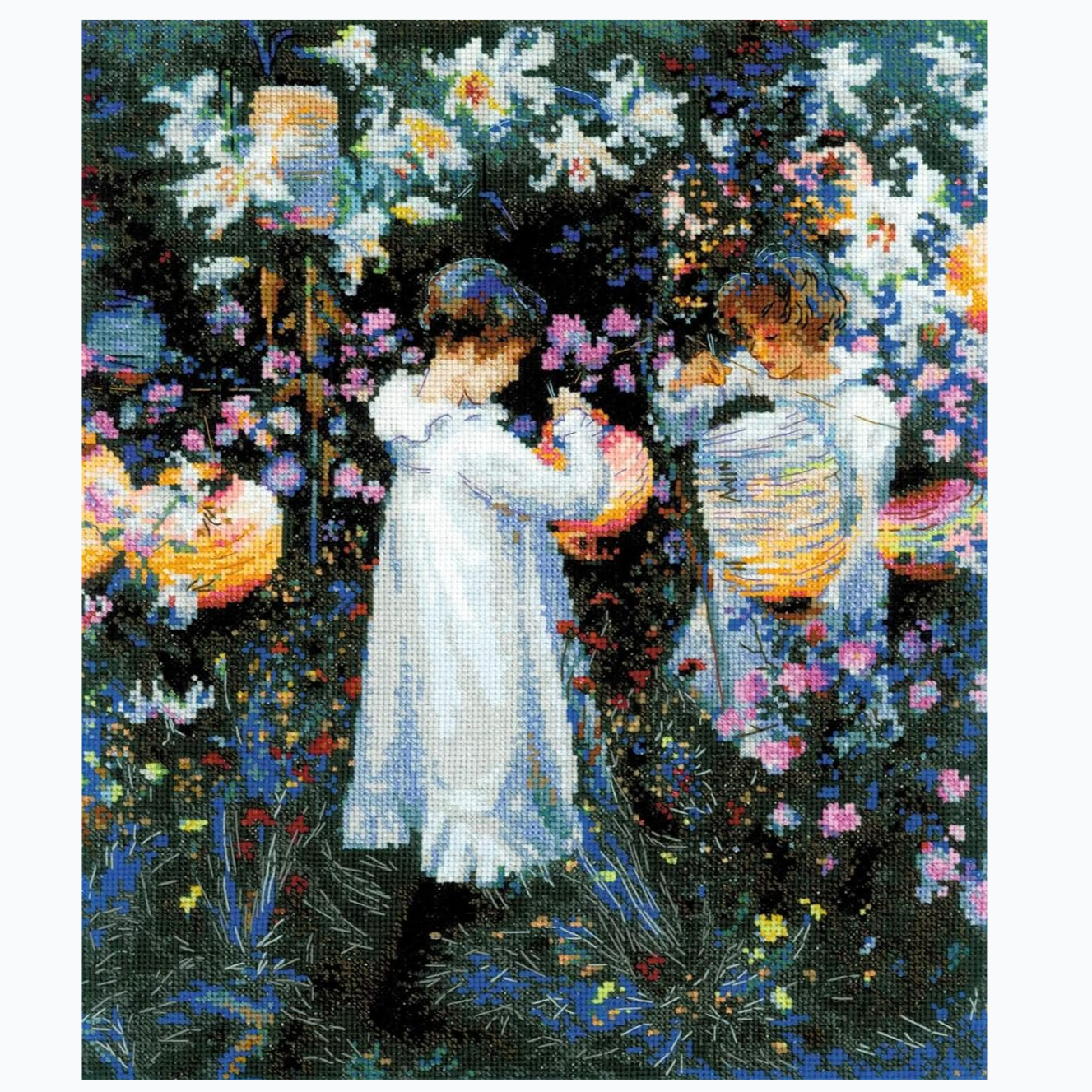 Kit de point de croix - Œillet, lys, lys, rose, d'après le tableau 2053 de J.S. Sargent