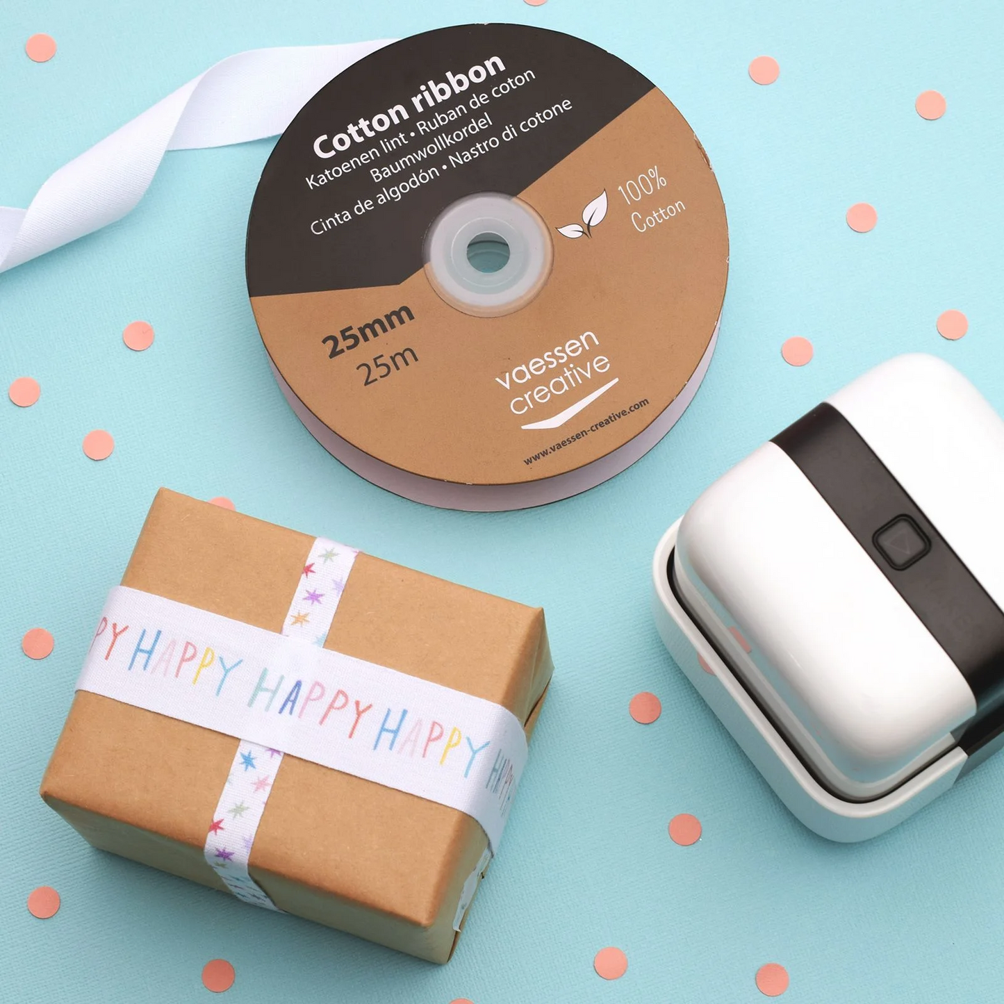 Lint Katoen - Wit - 25mm