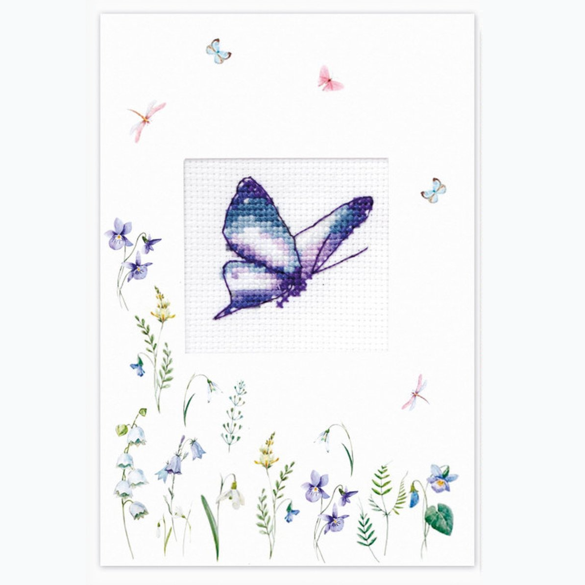 Wenskaart Borduurpakket - Purple Butterfly SP-102