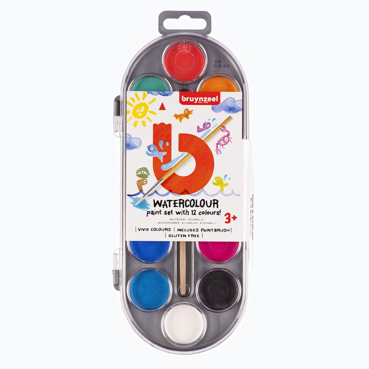 Watercolor Set - Basic Colors - 12 Pieces