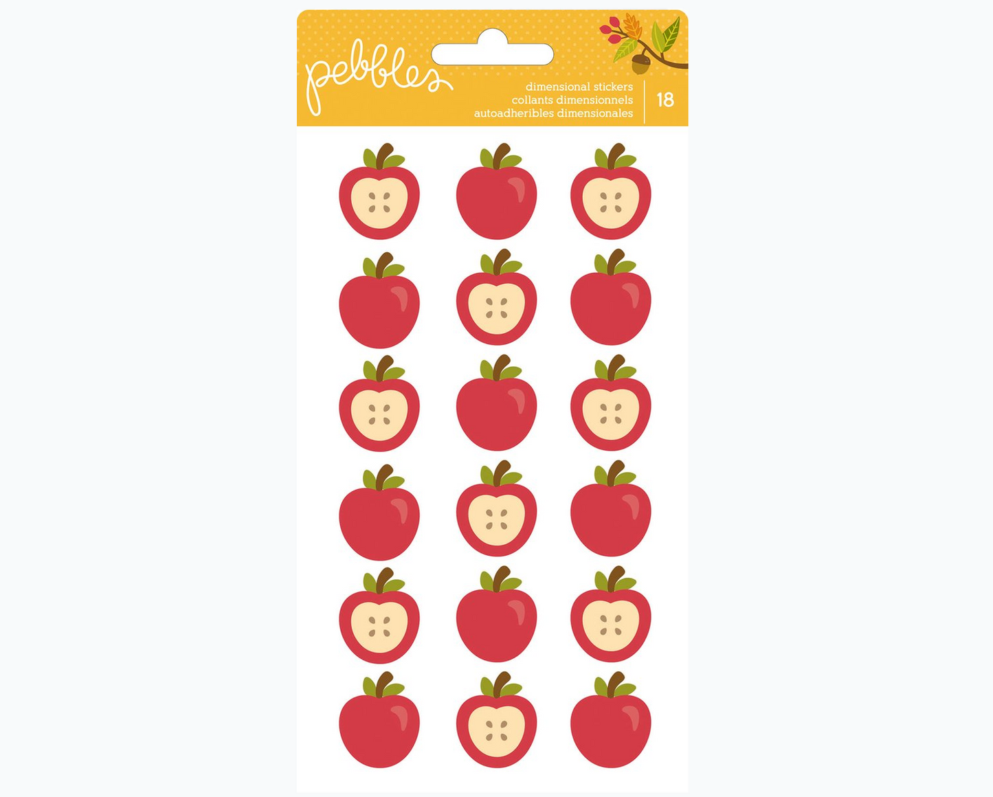 3D Stickers - Apple Puffy Stickers - 18 Stuks