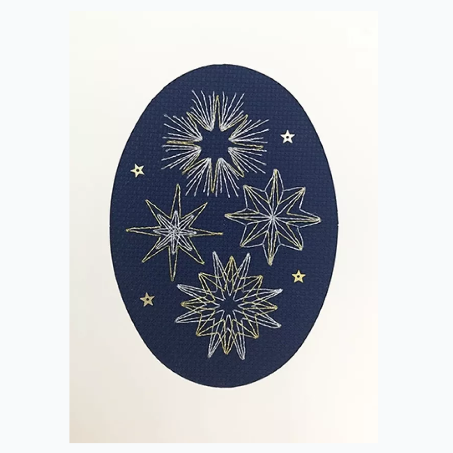 Wenskaart Borduurpakket - Kerst - Shining Stars XMAS27