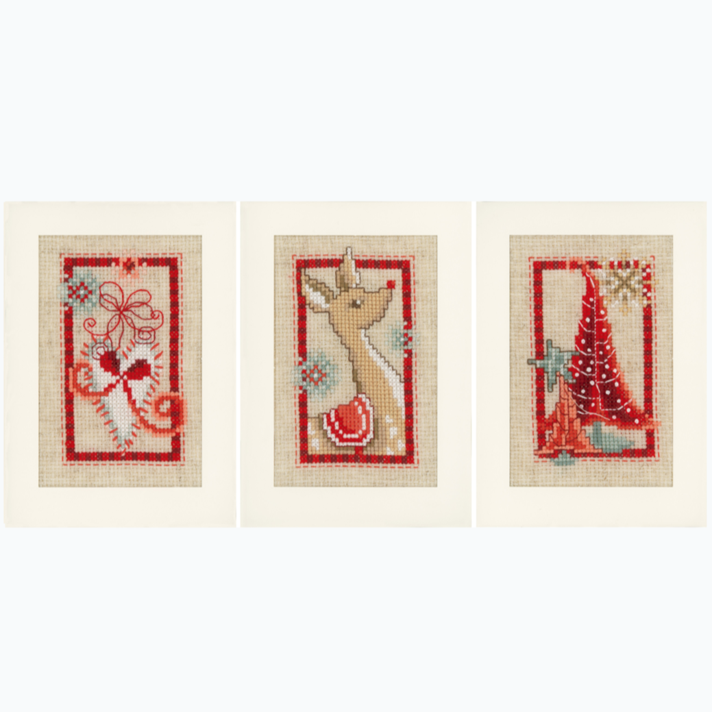 Wenskaart Borduurpakket - Kerst 2 - Set Van 3