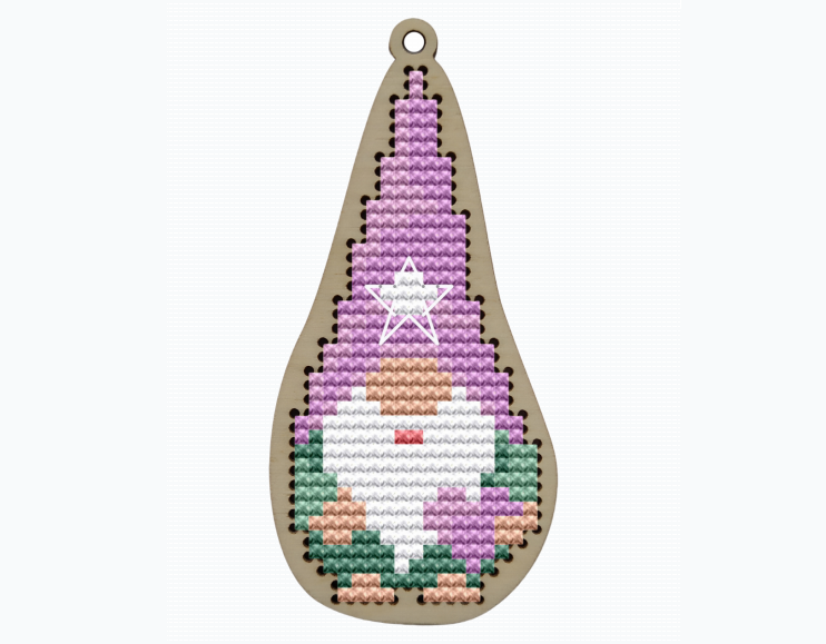 Embroidery kit Christmas tree decoration - Cute Gnome