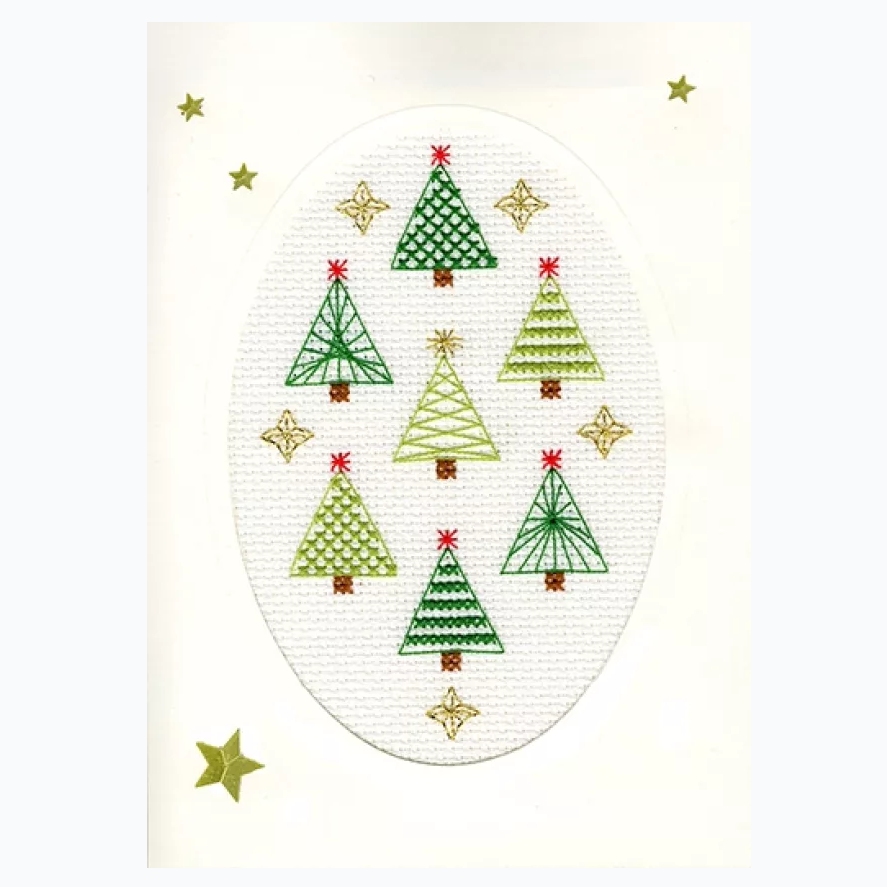 Wenskaart Borduurpakket - Kerst - Christmas Forest XMAS23