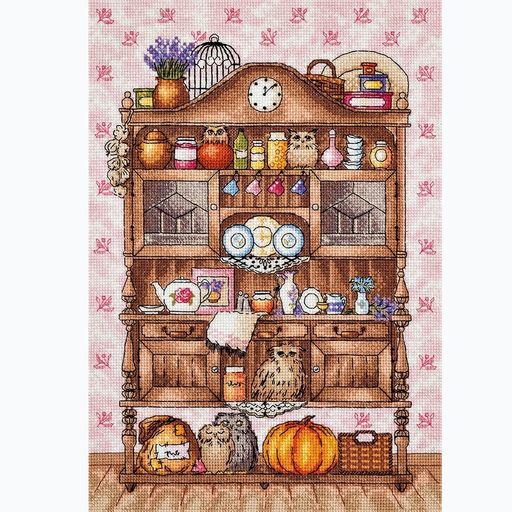 Borduurpakket - Kitchen Cabinet With Owls