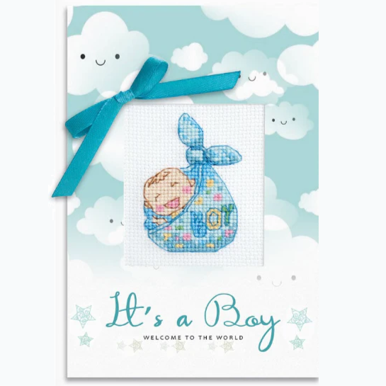 Wenskaart Borduurpakket - It's A Boy