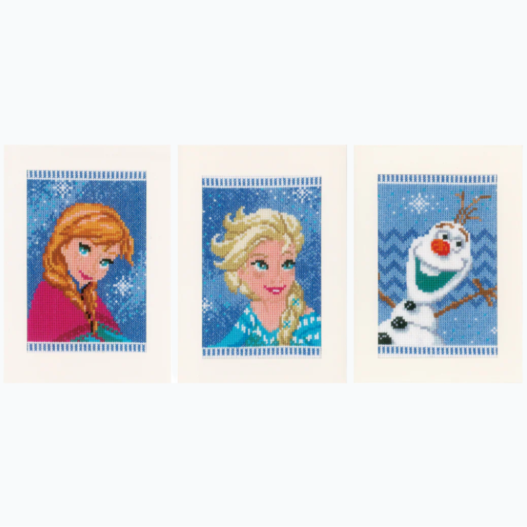 Wenskaart Borduurpakket - Disney Frozen - Elsa, Olaf en Anna - Set Van 3