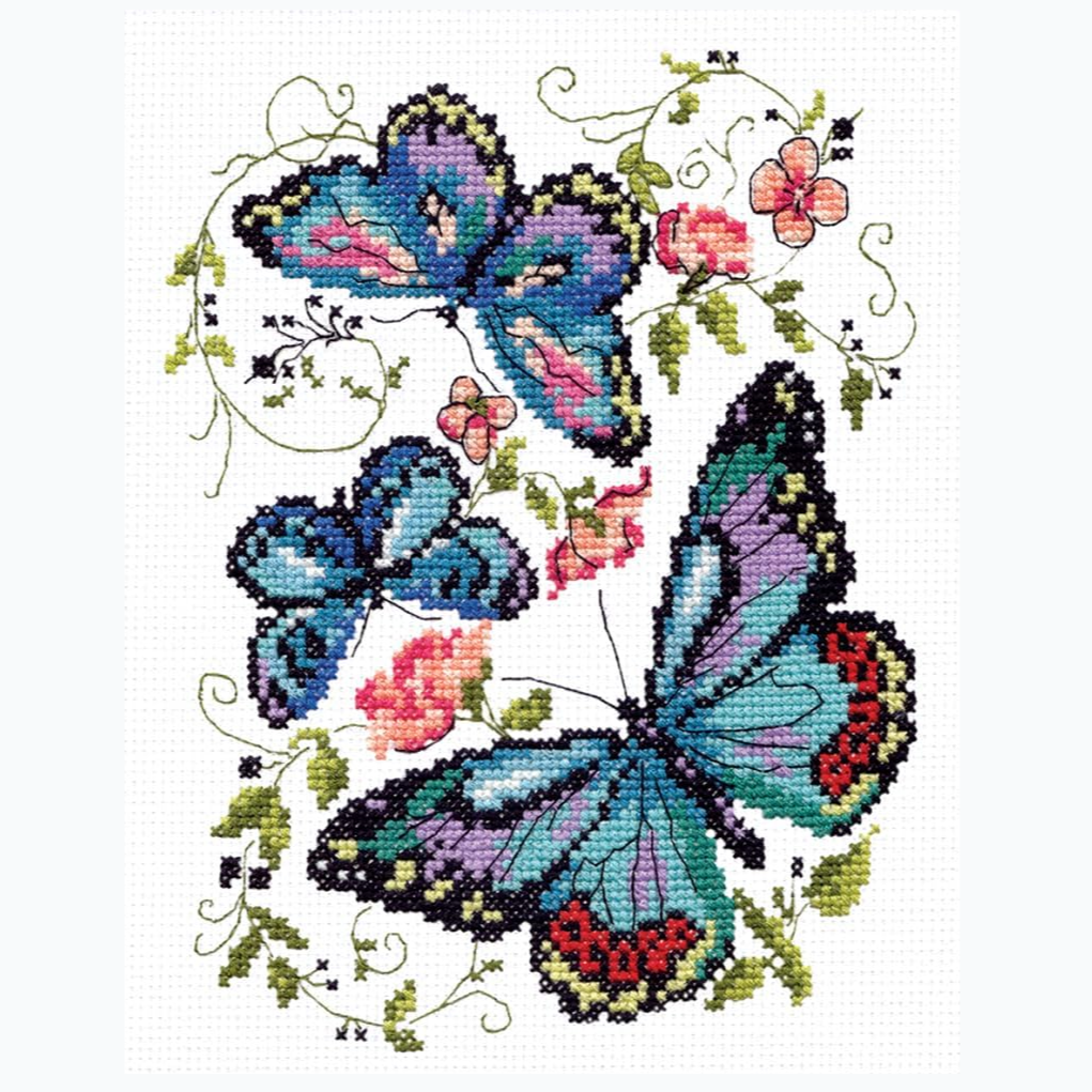 Borduurpakket - Blue Butterflies