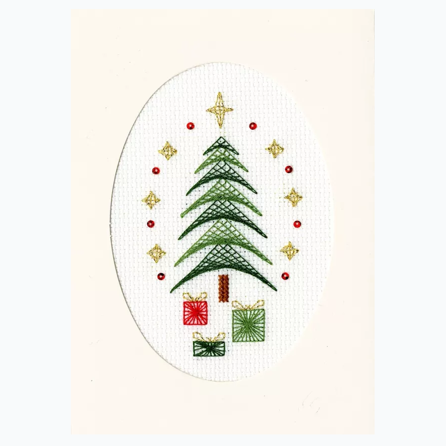 Wenskaart Borduurpakket - Kerst - All Wrapped Up XMAS28