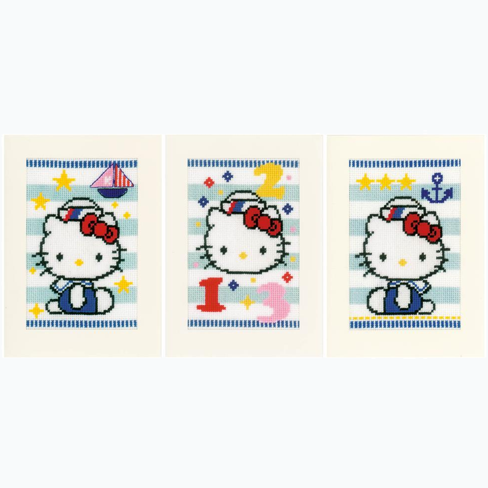 Kit de broderie pour cartes de vœux - Hello Kitty - Lot de 3 PN-0150686