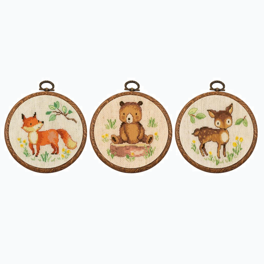 Borduurpakket - Miniatuur Kit Bosdieren - Set Van 3