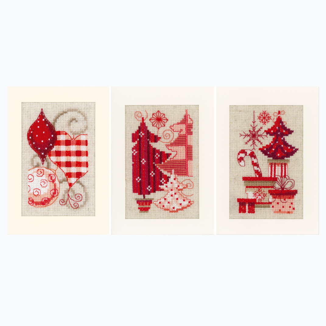 Greeting Card Embroidery Kit - Christmas Motifs - Set of 3 (Vervaco)