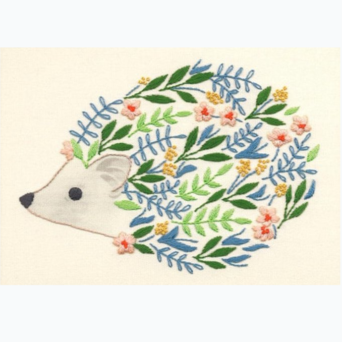 Embroidery Kit On Printed Linen - Hedgehog