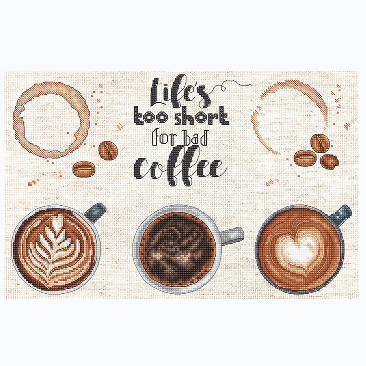 Borduurpakket - Life's Too Short For Bad Coffee L8097