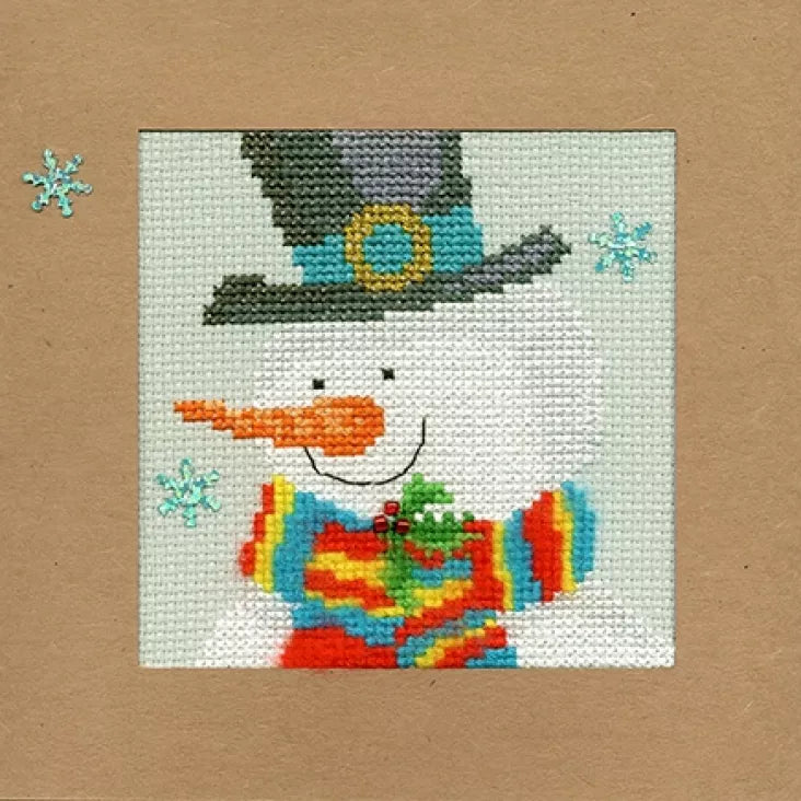 Wenskaart Borduurpakket - Kerst - Snowy Man XMAS17