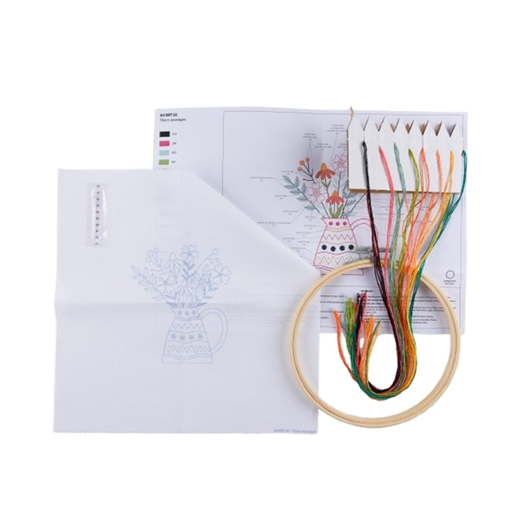 Borduurpakket Vrij Borduren - Wilde Bloemen