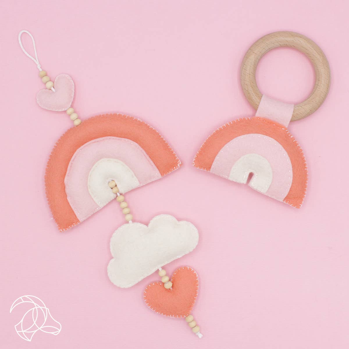 Kit de feutre DIY - Décoration murale arc-en-ciel - Rose