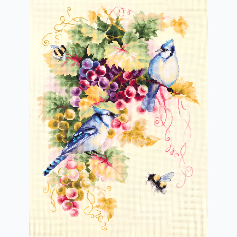 Embroidery kit - Blue Jay And Grapes 130-022