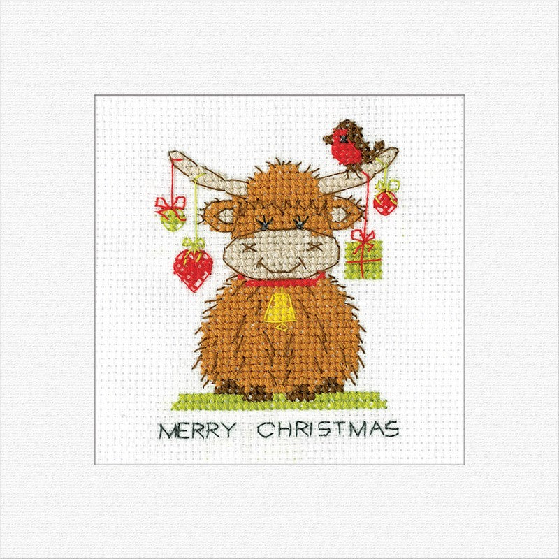 Wenskaart Borduurpakket - Kerst - Highland Card - Heart