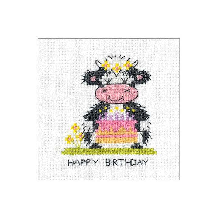 Greeting Card Embroidery Kit - Milkshake Card - Birthday Cake
