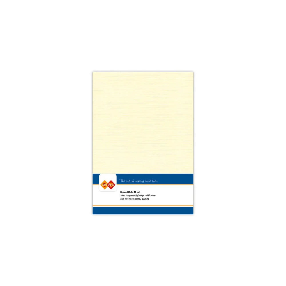 Papier cartonné en lin - A5 - 10 feuilles - Couleurs variées