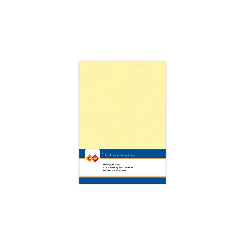 Papier cartonné en lin - A5 - 10 feuilles - Couleurs variées