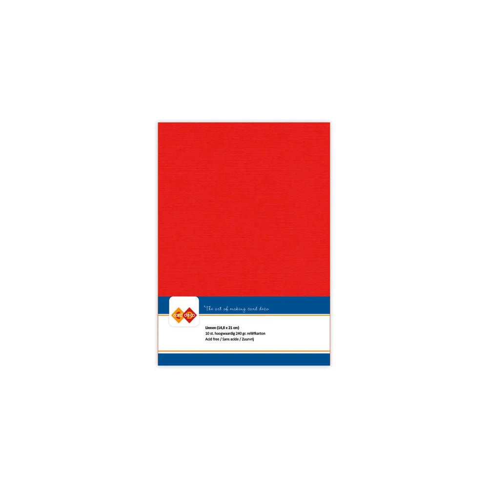 Papier cartonné en lin - A5 - 10 feuilles - Couleurs variées