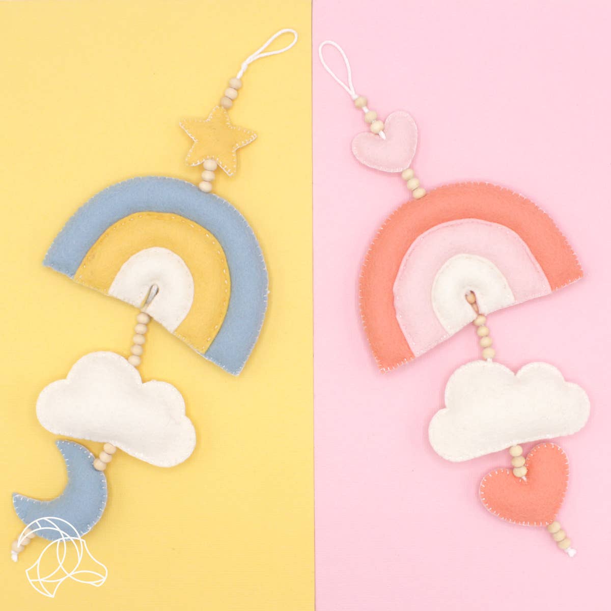 Kit de feutre DIY - Décoration murale arc-en-ciel - Bleu